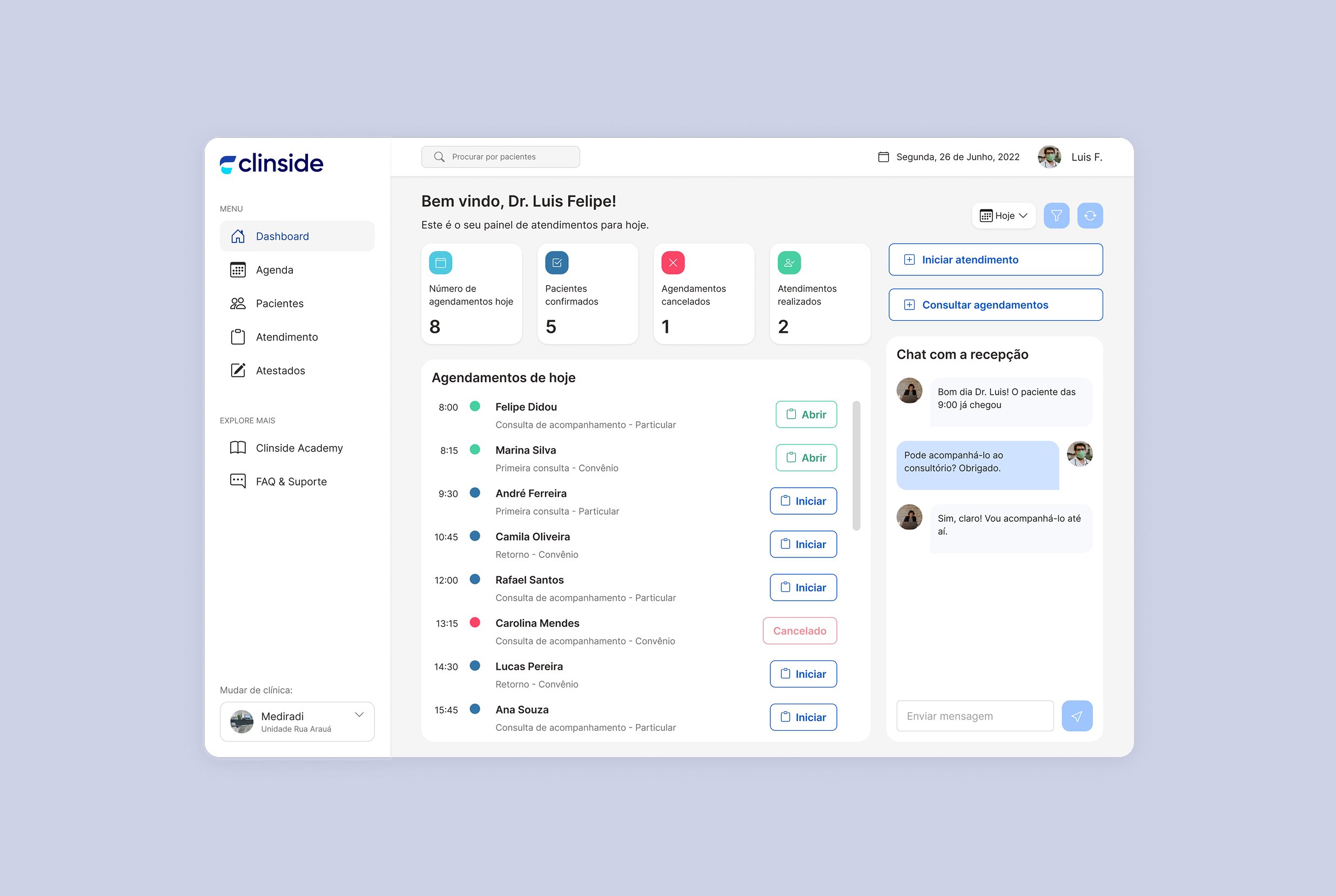 Clinside Electronic Health Record Dashboard