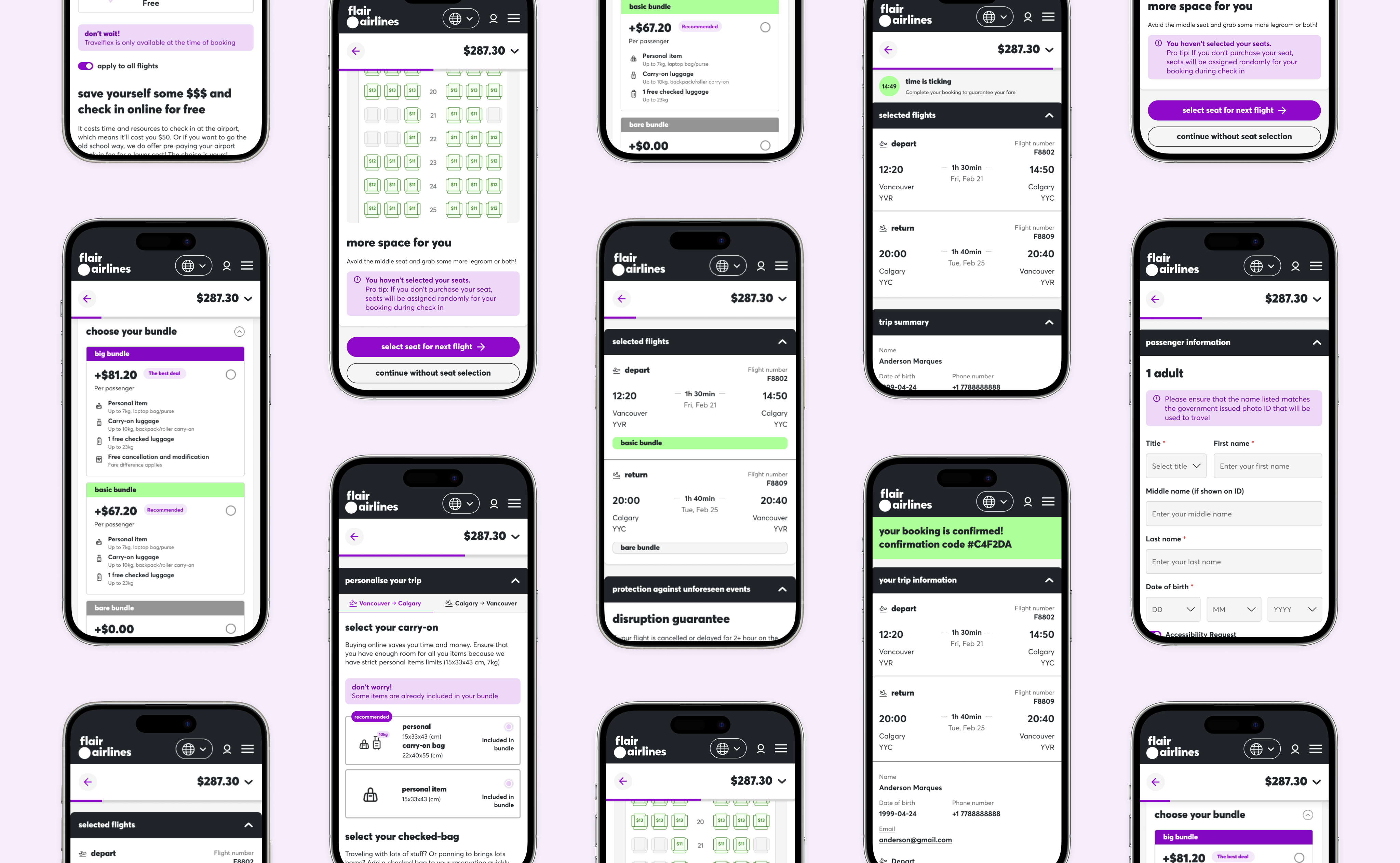Flair Airlines User Interfaces